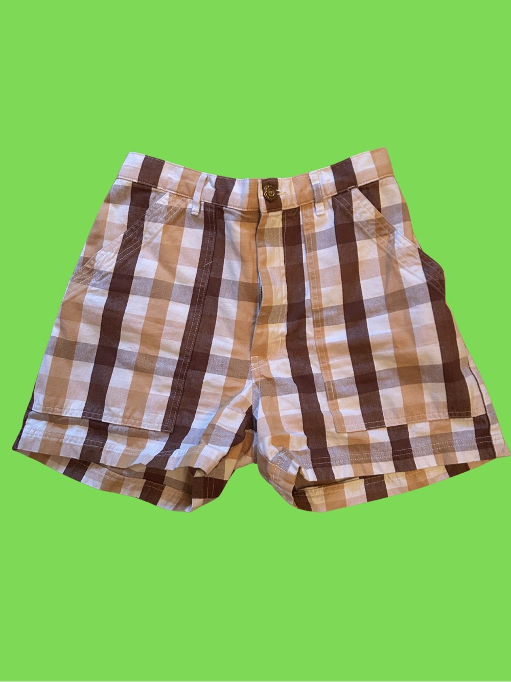 Big Bud Press Brown & Cream Plaid Cargo Shorts